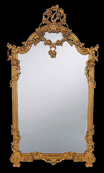 Gold Floral Carved Mirror - Click Image to Close
